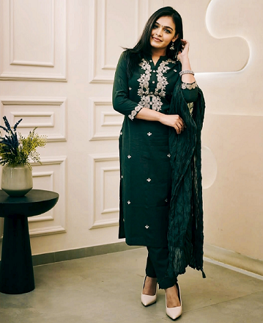 Navya Kurti 143 Party Wear Embroidery Worked Cotton Silk Kurti with Pant and Dupatta Set 
