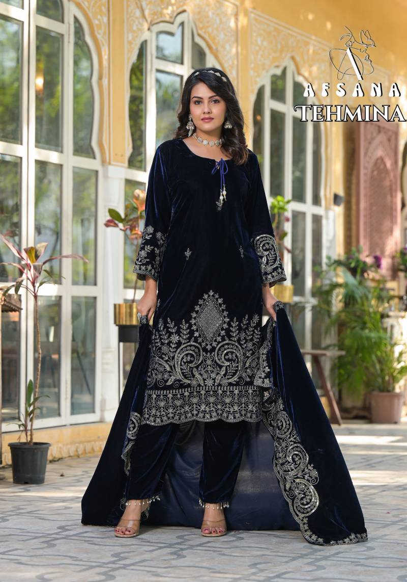 Afsana Tehmina Velvet Zari And Tiki Work Top Bottom and Dupatta