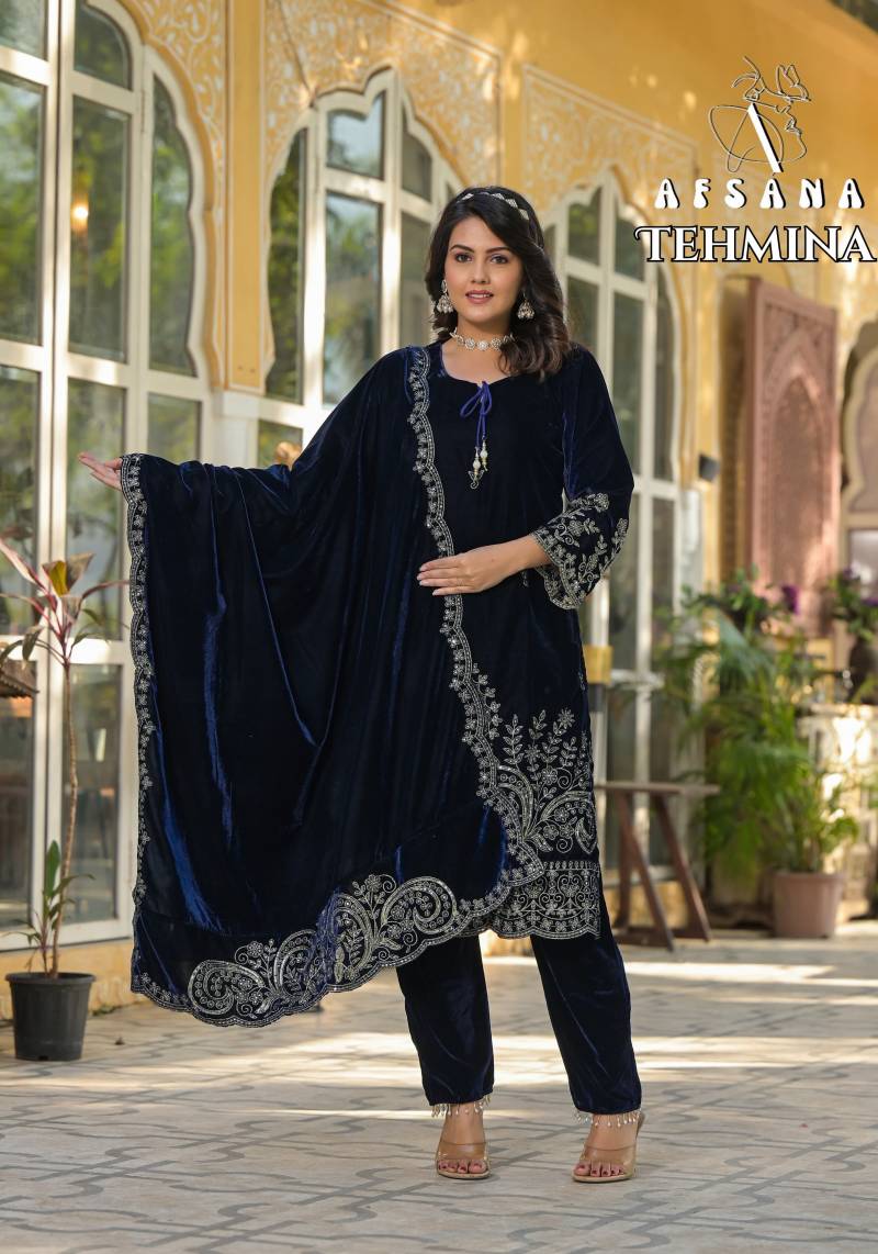 Afsana Tehmina Velvet Zari And Tiki Work Top Bottom and Dupatta