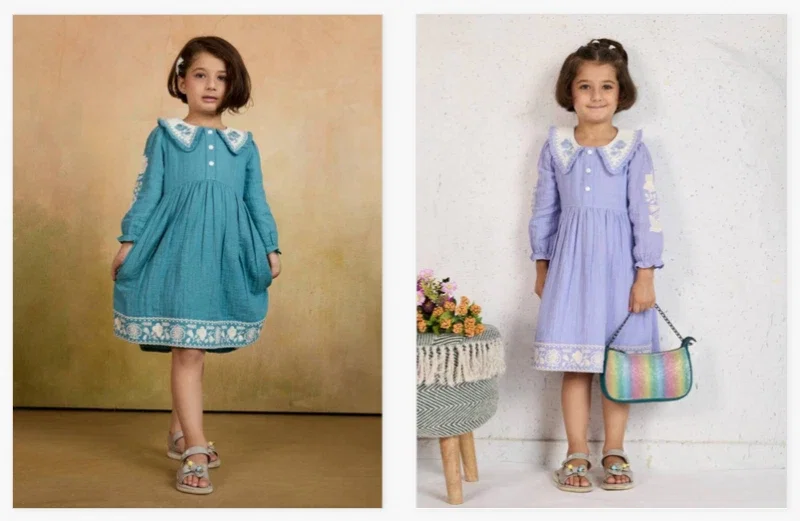 T 5134 A And B Rayon Jacquard Stylish Frock Girls Wear Collection