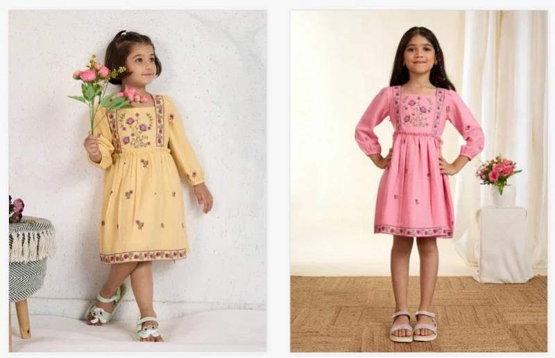 T 5094 A And B Linen Cotton Stylish Wear Girls Collection