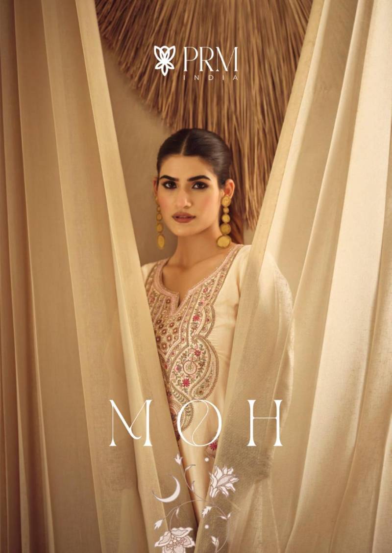 Prm Moh Russian Silk Coding Embroidery Work Top Bottom And Dupatta