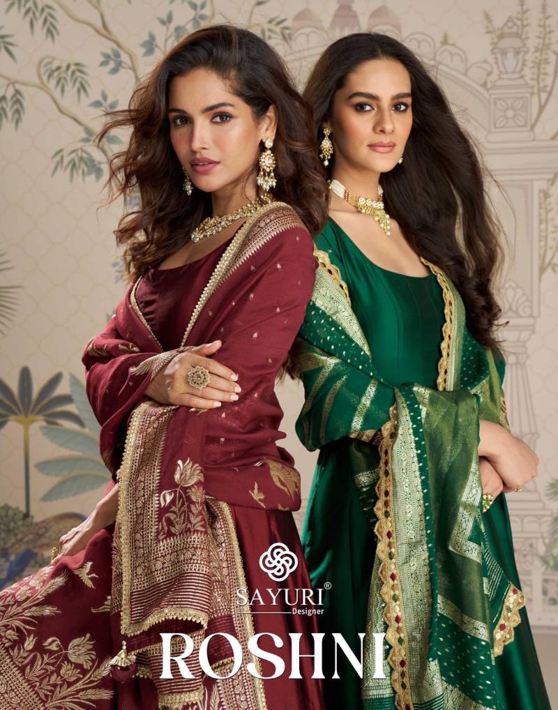 Sayuri Roshni Silk Viscose Embroidered Festival Wear Gown Collection