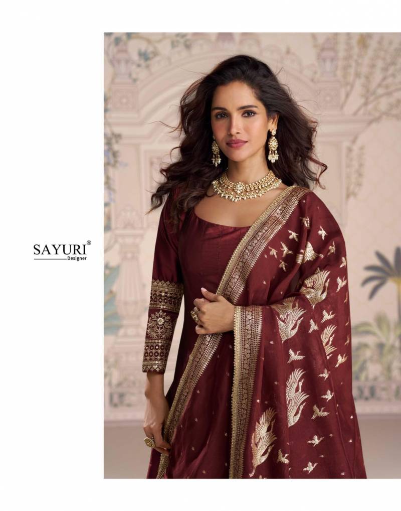 Sayuri Roshni Silk Viscose Embroidered Festival Wear Gown Collection
