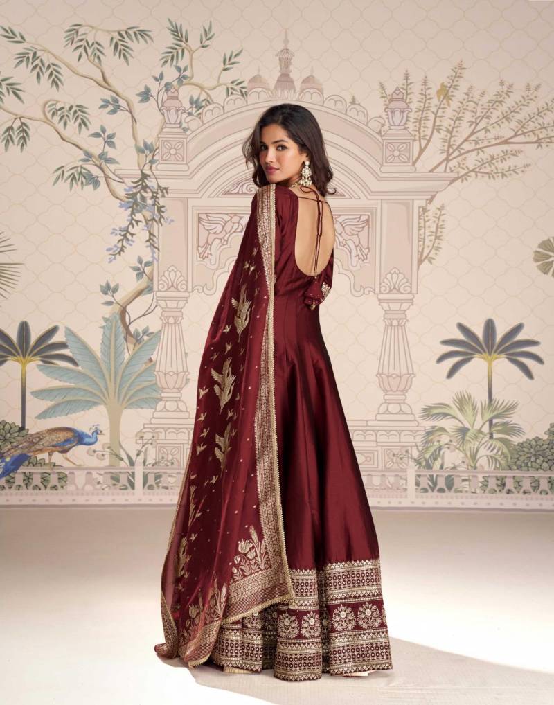 Sayuri Roshni Silk Viscose Embroidered Festival Wear Gown Collection