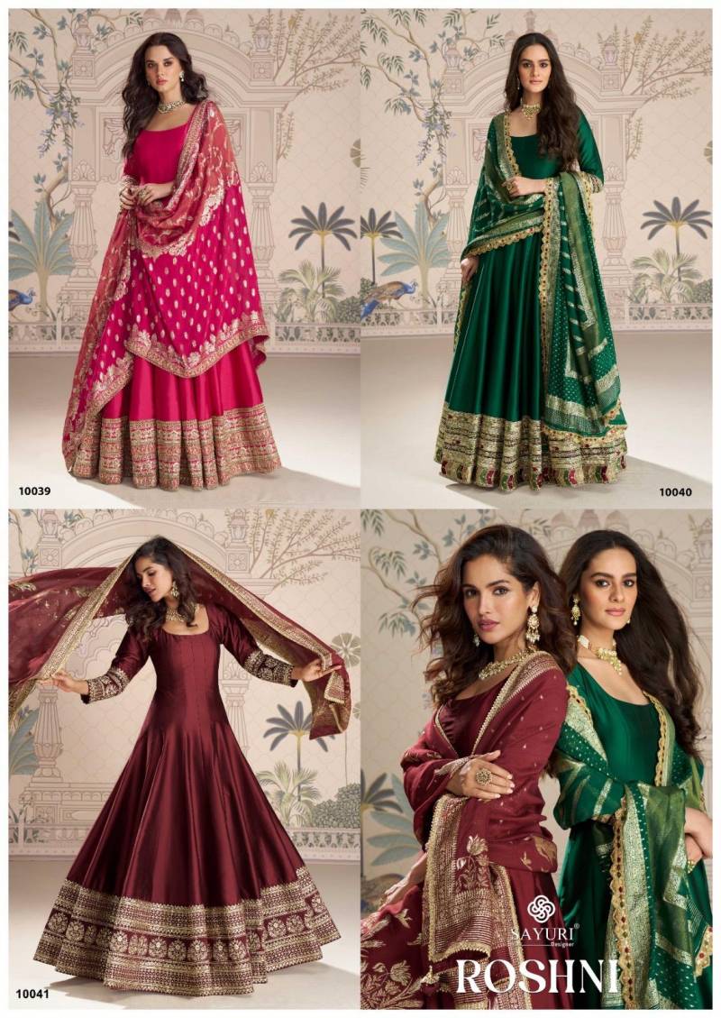 Sayuri Roshni Silk Viscose Embroidered Festival Wear Gown Collection