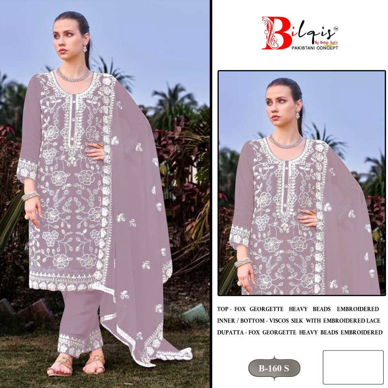 Bilqis B 160 Q To T Faux Georgette Embroidered Salwar Kameez