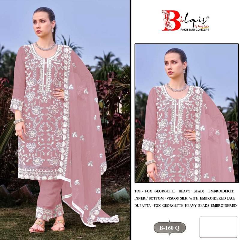 Bilqis B 160 Q To T Faux Georgette Embroidered Salwar Kameez