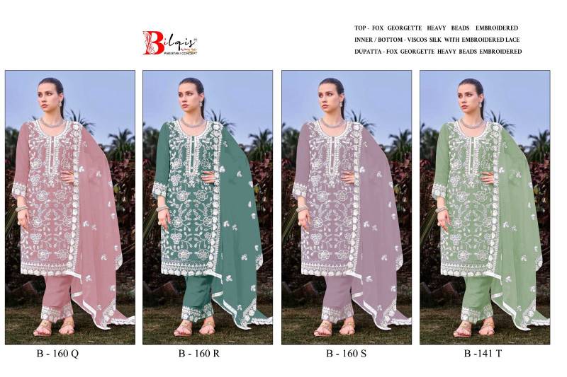 Bilqis B 160 Q To T Faux Georgette Embroidered Salwar Kameez