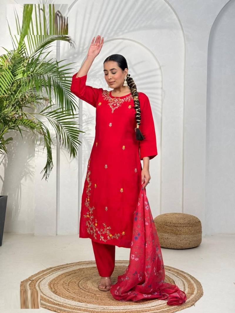 Naisha K 359 Roman Handwork Kurti Pant And Dupatta Collection