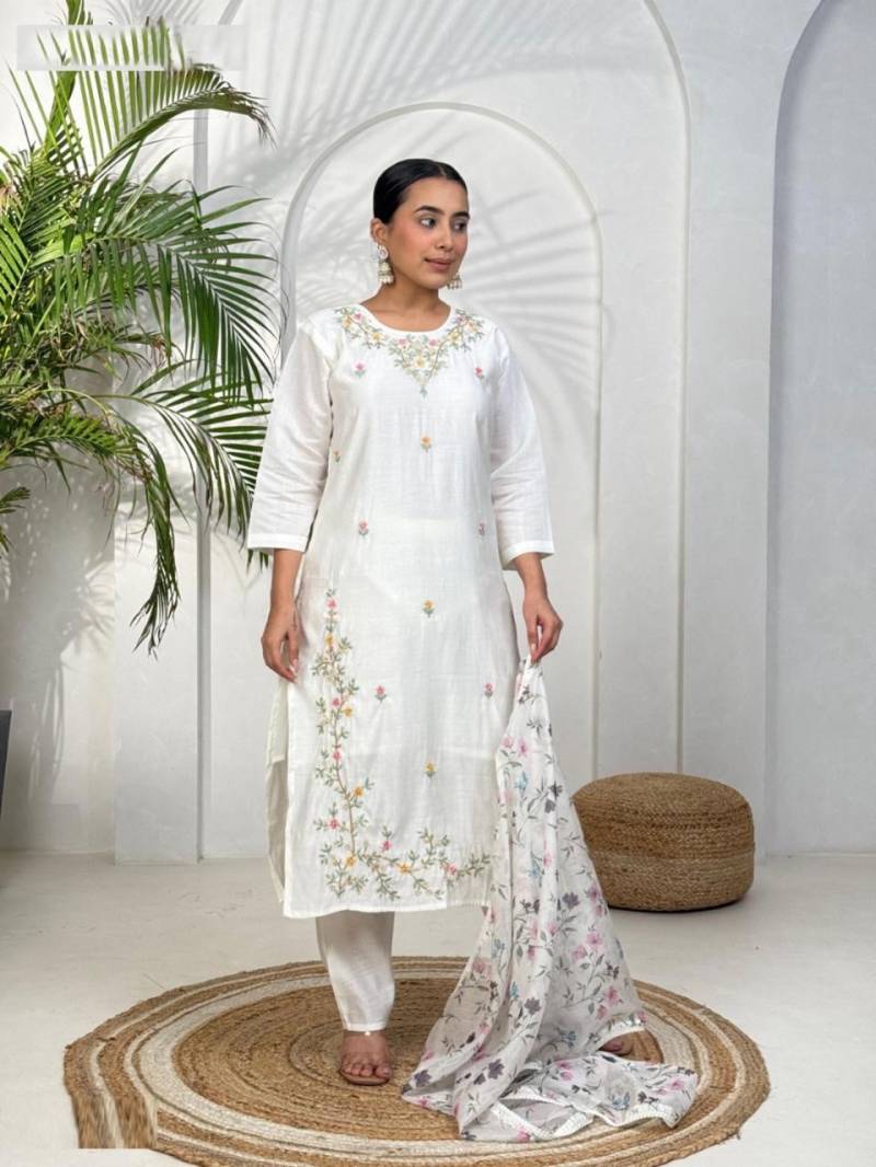Naisha K 359 Roman Handwork Kurti Pant And Dupatta Collection