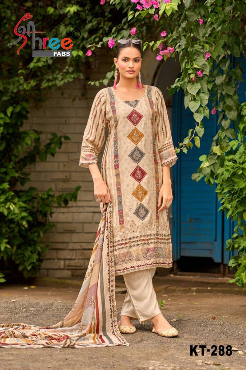 Shree Kt 288 Viscose Muslin Digital Print Kurti Pant And Dupatta