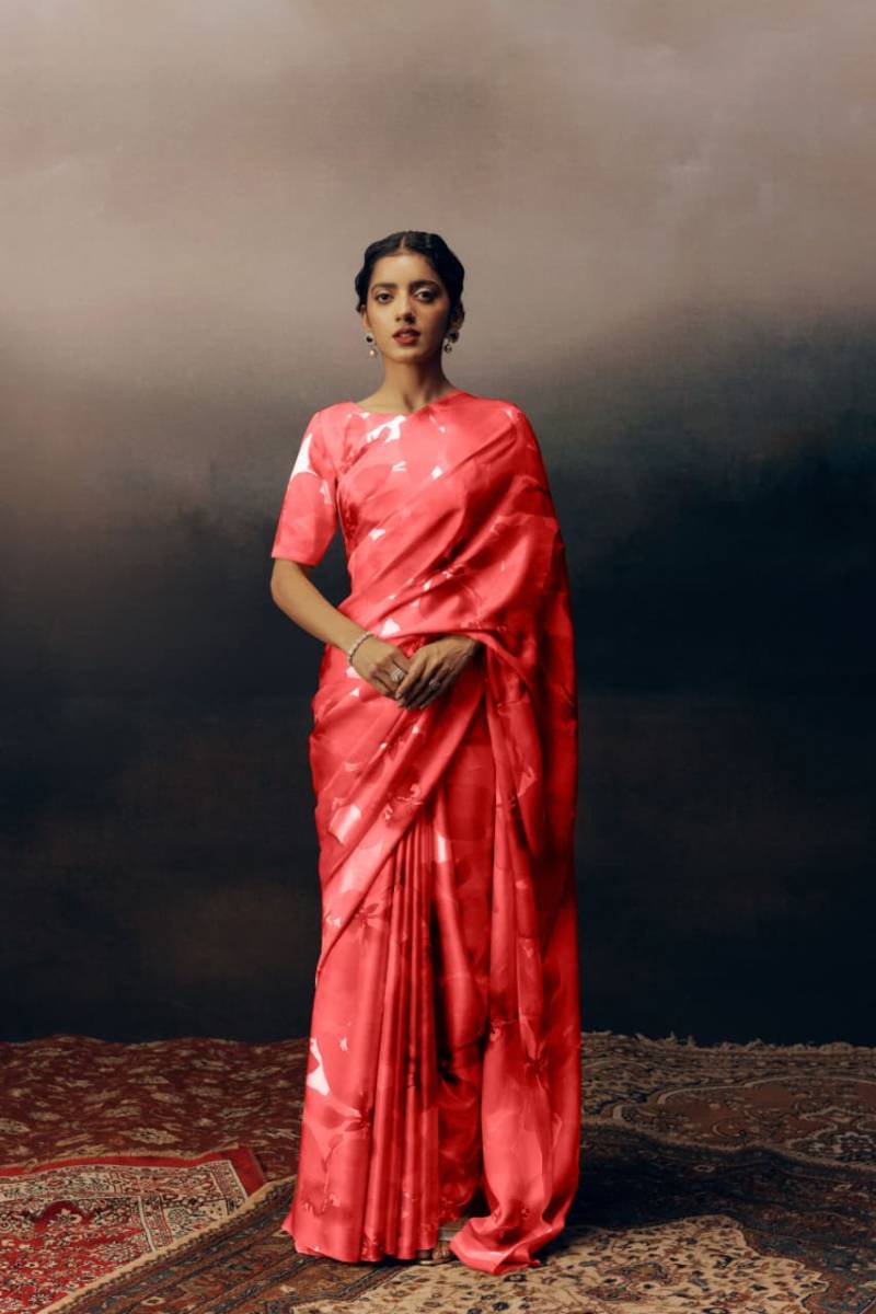 Sf Floral I Floral Printed Japan Satin Saree Collection