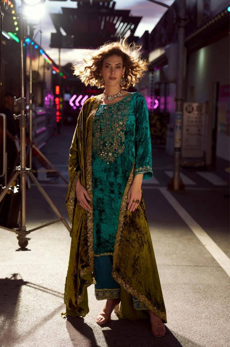 Aiqa The Dance Of Love Viscose Velvet Fancy Work Designer Salwar Suits