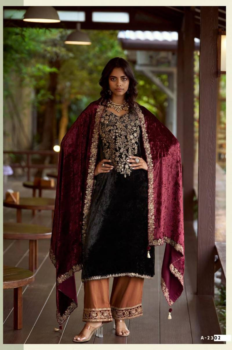 Aiqa The Dance Of Love Viscose Velvet Fancy Work Designer Salwar Suits