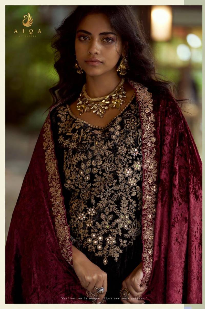 Aiqa The Dance Of Love Viscose Velvet Fancy Work Designer Salwar Suits