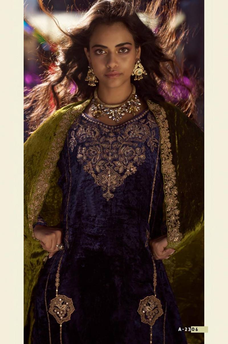 Aiqa The Dance Of Love Viscose Velvet Fancy Work Designer Salwar Suits