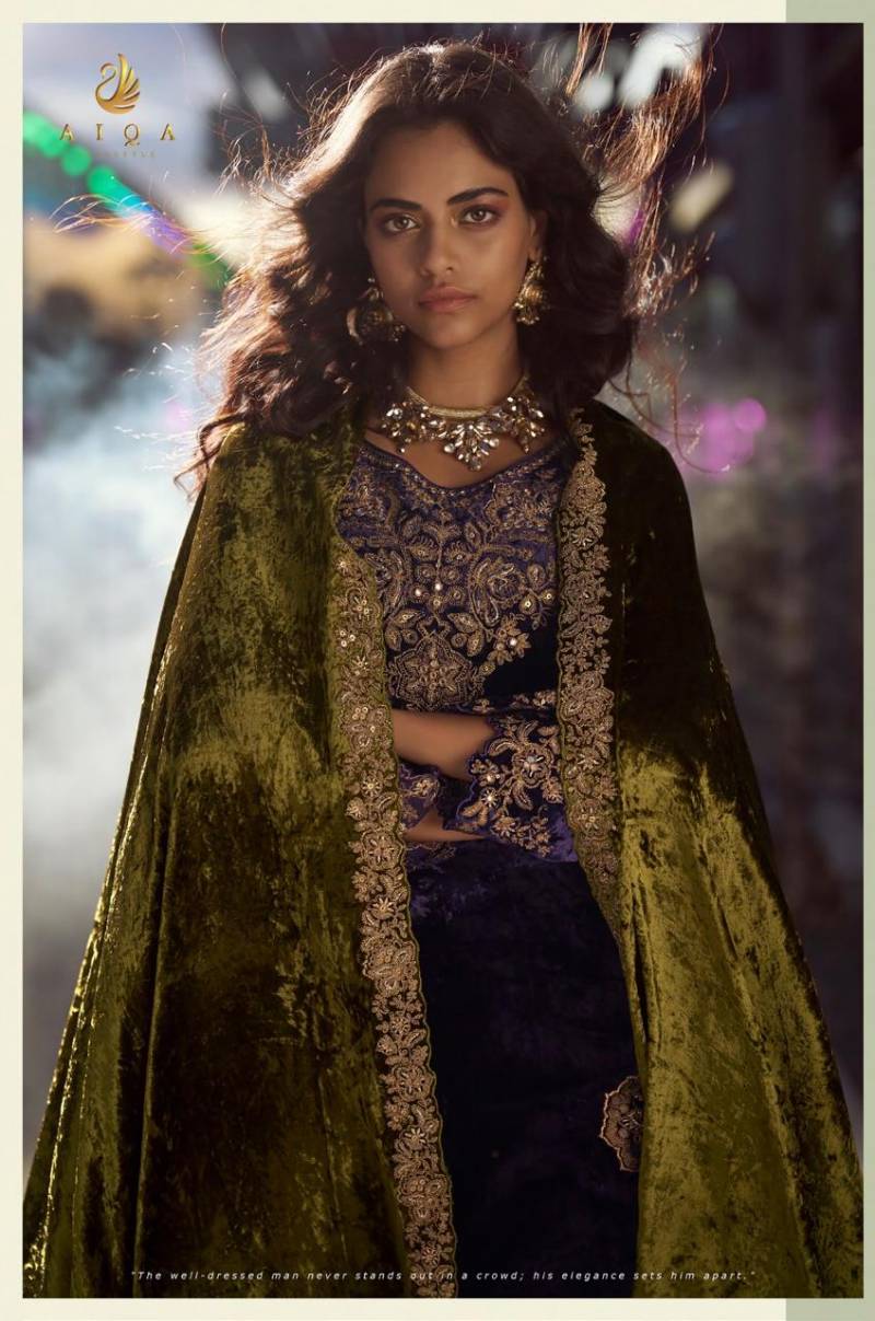 Aiqa The Dance Of Love Viscose Velvet Fancy Work Designer Salwar Suits