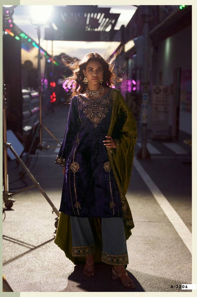 Aiqa The Dance Of Love Viscose Velvet Fancy Work Designer Salwar Suits