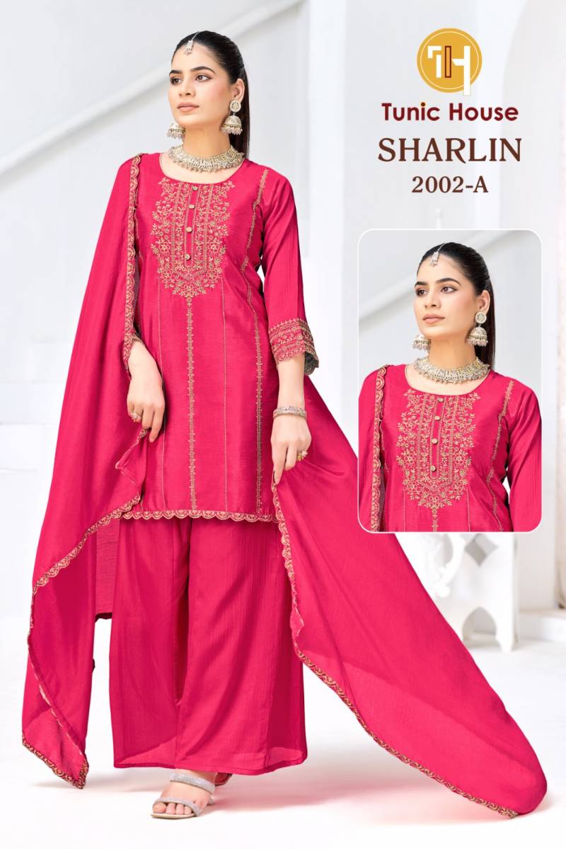 Tunic House Sharlin Chinon Embroidered Kurti Set Collection