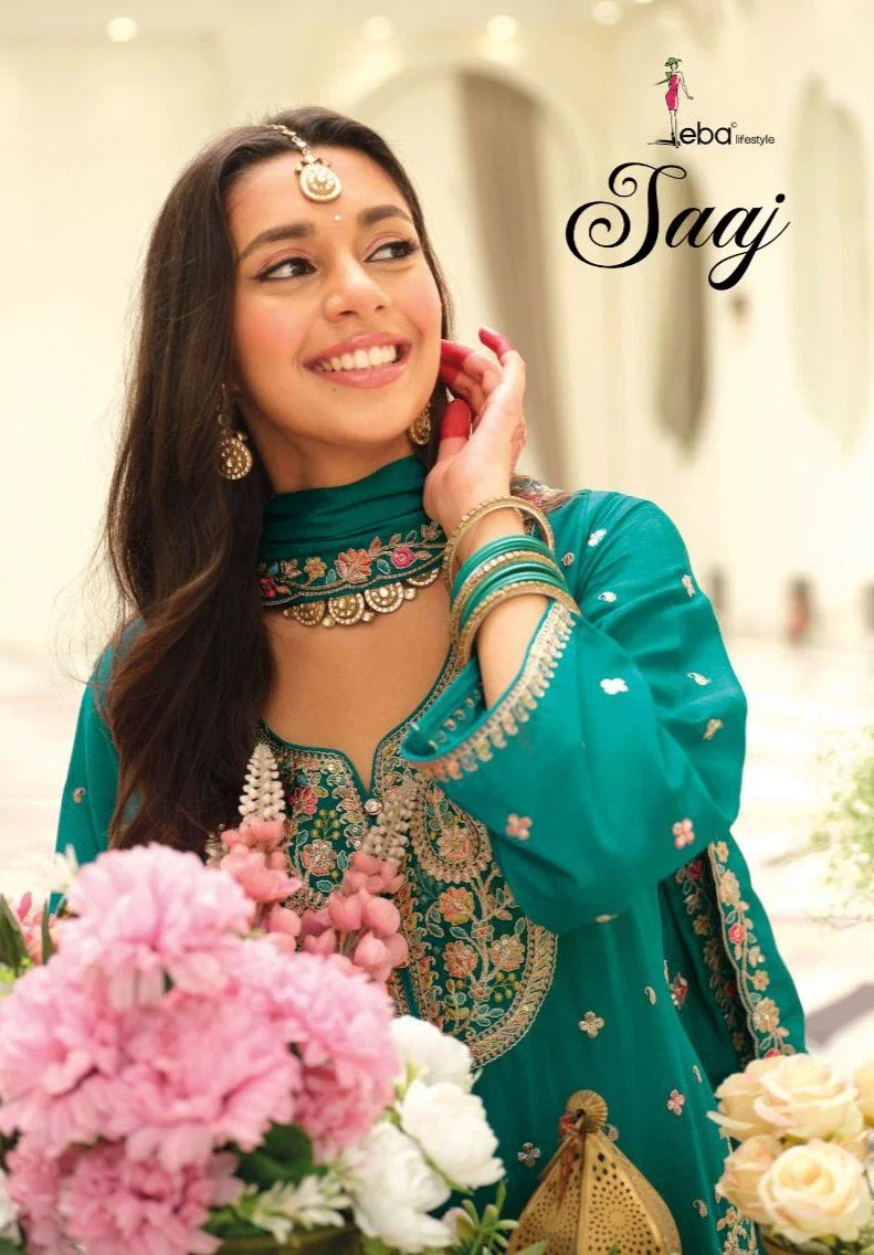 Eba Saaj Chinon Embroidery Work Designer Salwar Kameez Suits