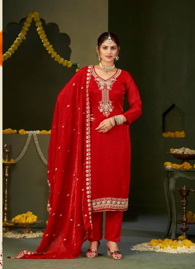 Four Dots Quinn Jacquard Hand Khatli Work Designer Salwar Suits
