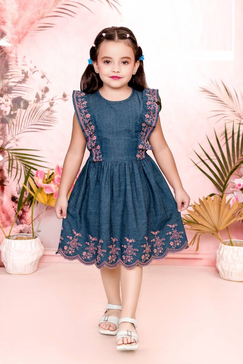 T 3341 A And B Denim Stylish Fancy Girls Wear Top Collection