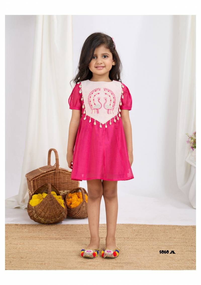 T 5060 A And B Denim Chanderi Fancy Girls Top Collection