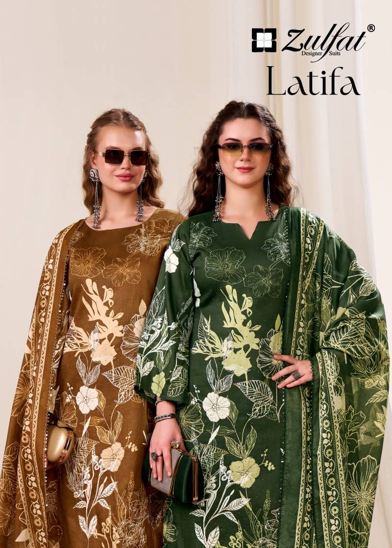 Zulfat Latifa Jam Cottom Designer Print Dress Material Collection