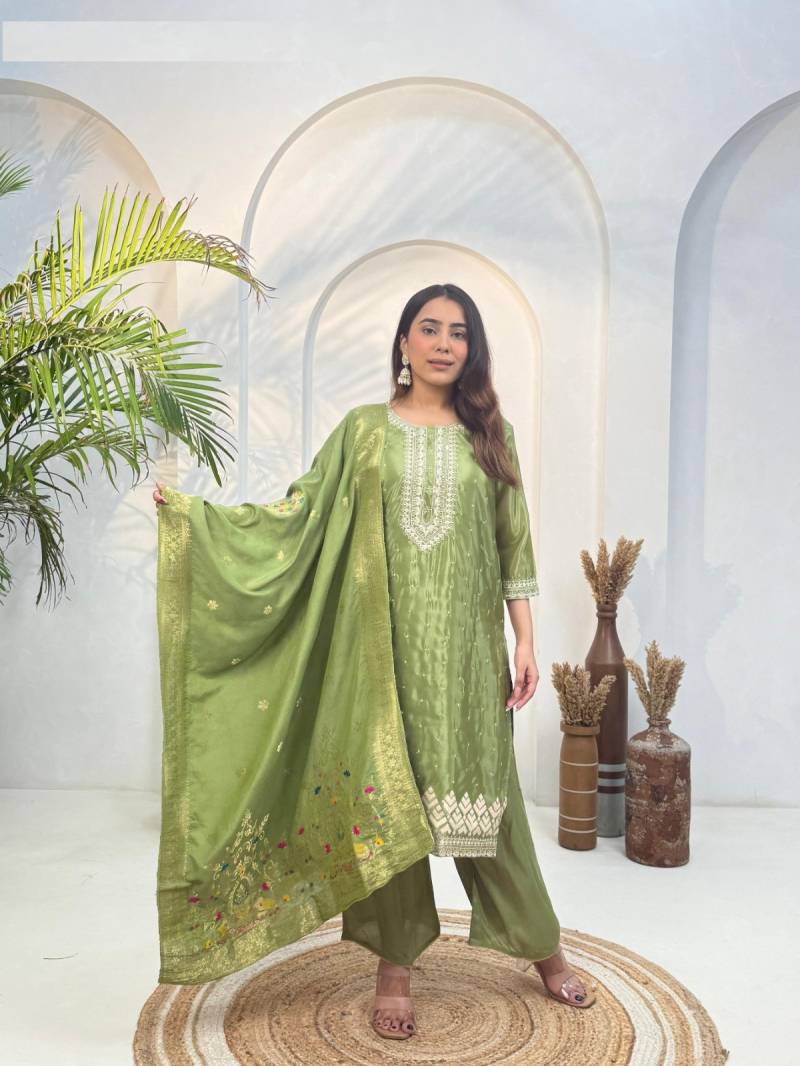Naisha K 362 Ho Muslin Festival Wear Top Bottom And Dupatta