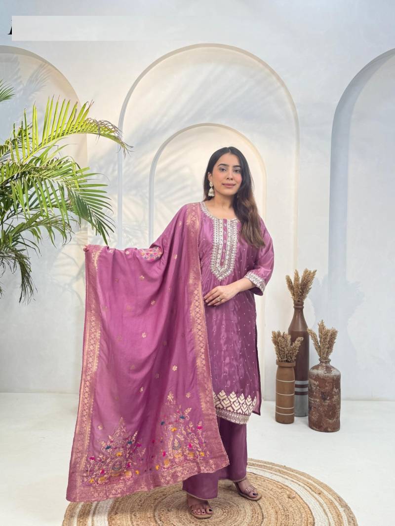 Naisha K 362 Ho Muslin Festival Wear Top Bottom And Dupatta