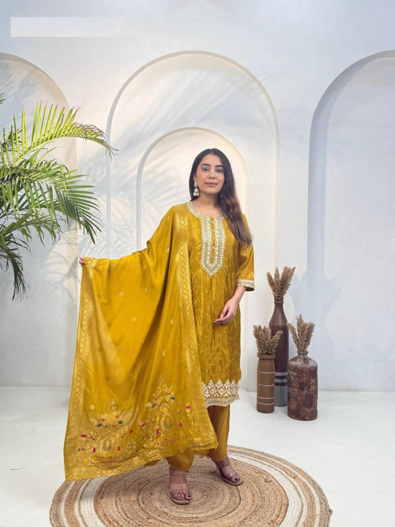 Naisha K 362 Ho Muslin Festival Wear Top Bottom And Dupatta