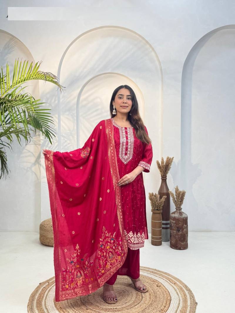 Naisha K 362 Ho Muslin Festival Wear Top Bottom And Dupatta