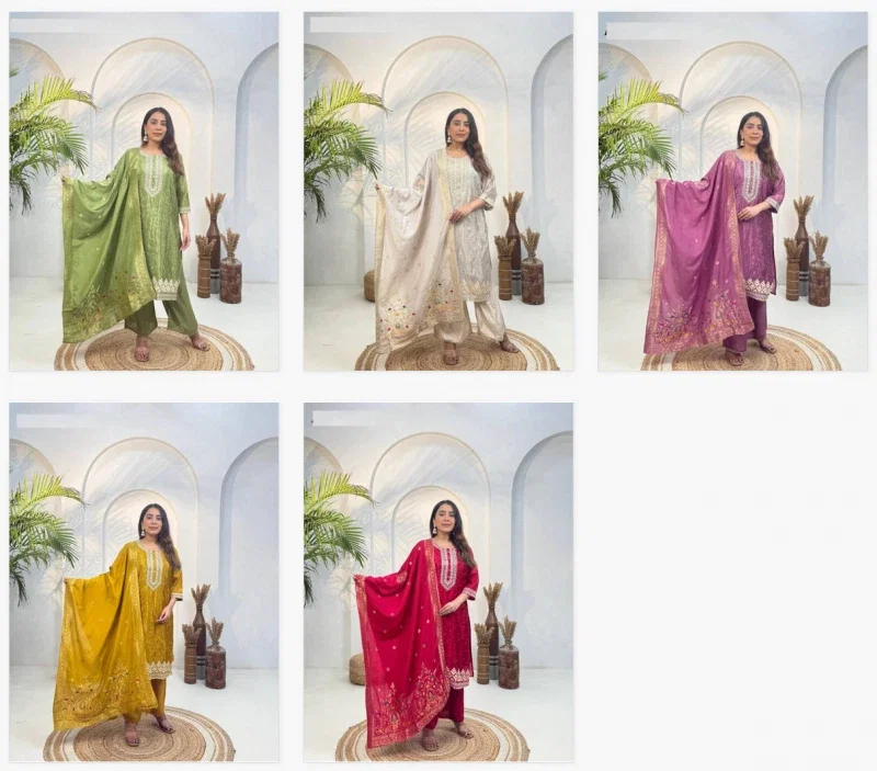 Naisha K 362 Ho Muslin Festival Wear Top Bottom And Dupatta