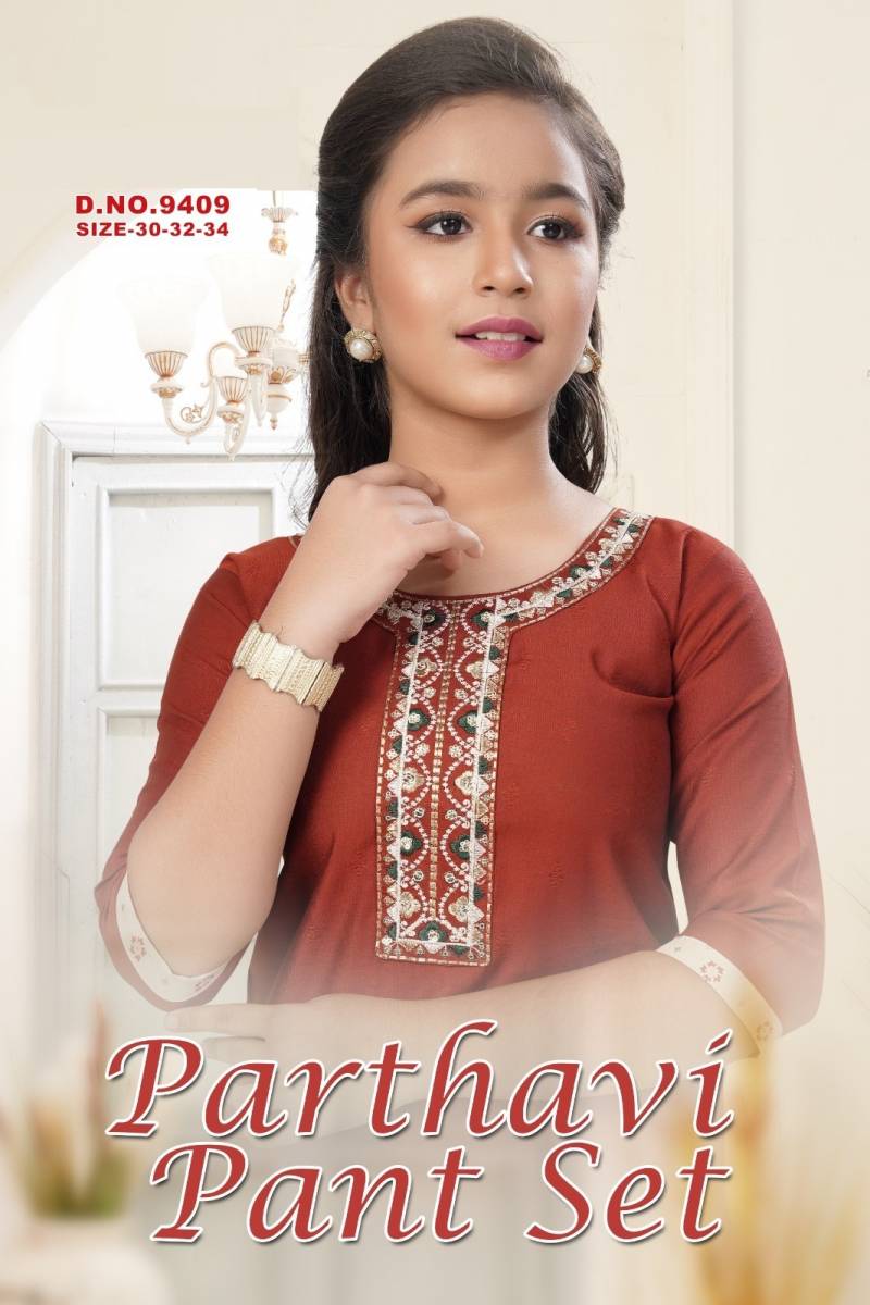 Parthavi Pant Set 9409 Vatican Kids Kurti And Pant Dupatta