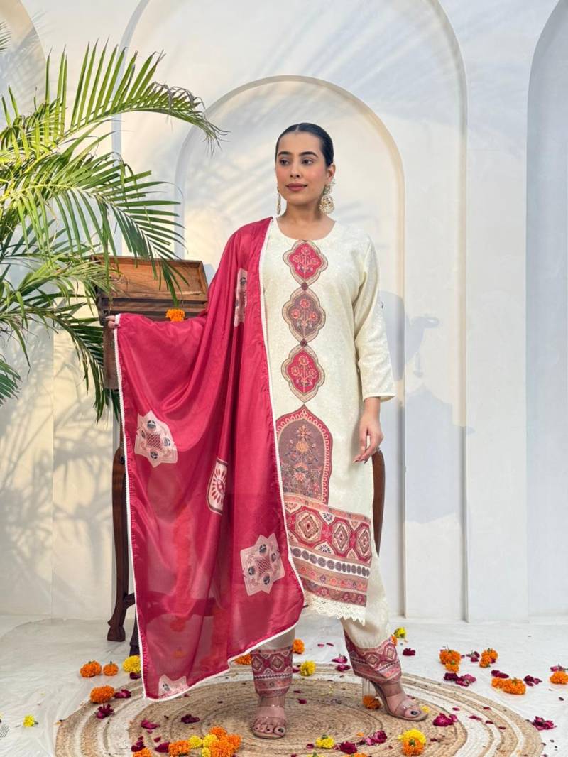 Naisha K 364 Shimmer Georgette Kurti Pant and Dupatta Collection