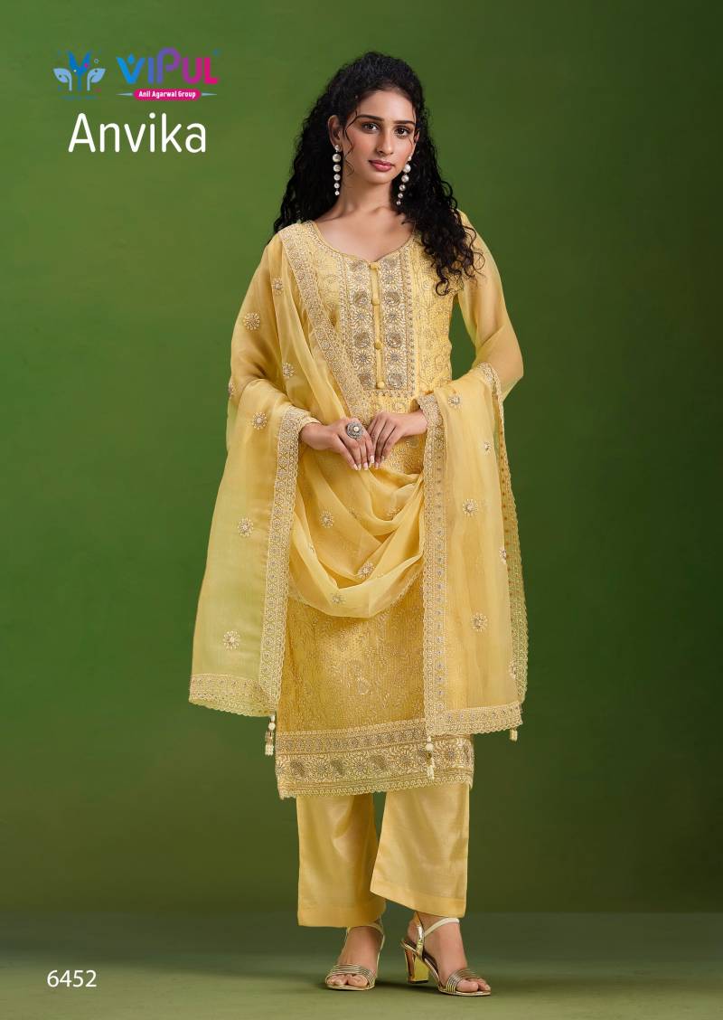 Vipul Anvika Crinkle Chiffon Embroidery Work Salwar Kameez Suits