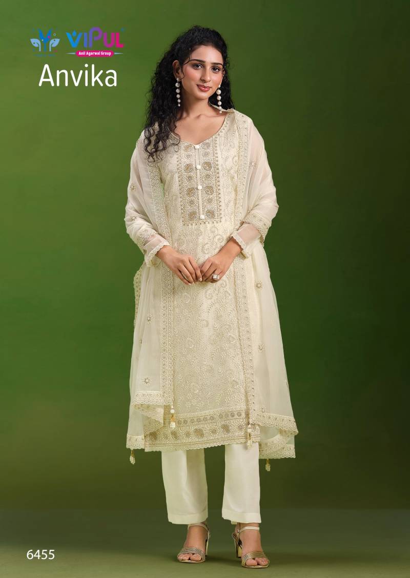 Vipul Anvika Crinkle Chiffon Embroidery Work Salwar Kameez Suits
