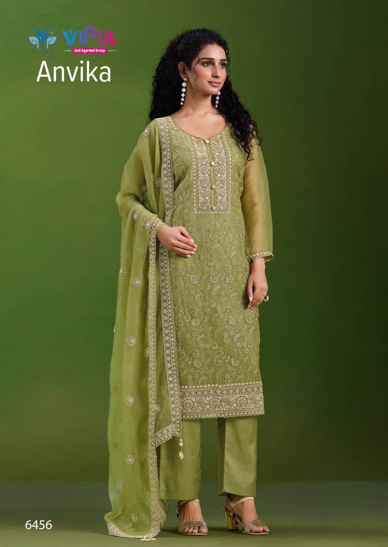 Vipul Anvika Crinkle Chiffon Embroidery Work Salwar Kameez Suits