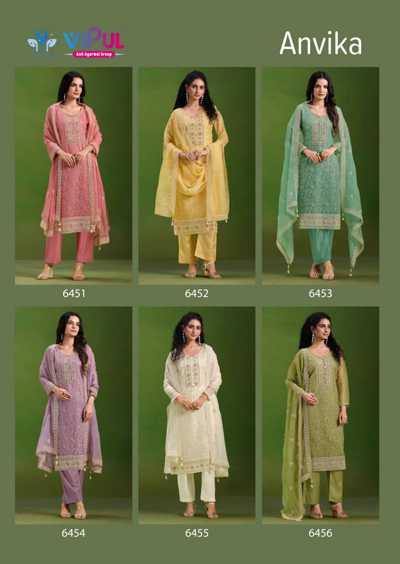 Vipul Anvika Crinkle Chiffon Embroidery Work Salwar Kameez Suits