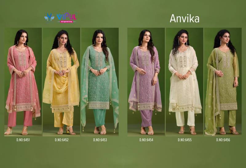 Vipul Anvika Crinkle Chiffon Embroidery Work Salwar Kameez Suits