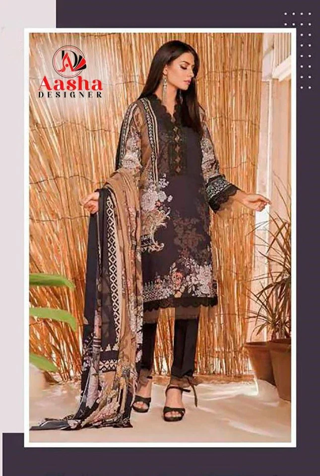 Aasha 1053 Cotton Dupatta Cotton Print Pakistani Suit Salwar Kameez