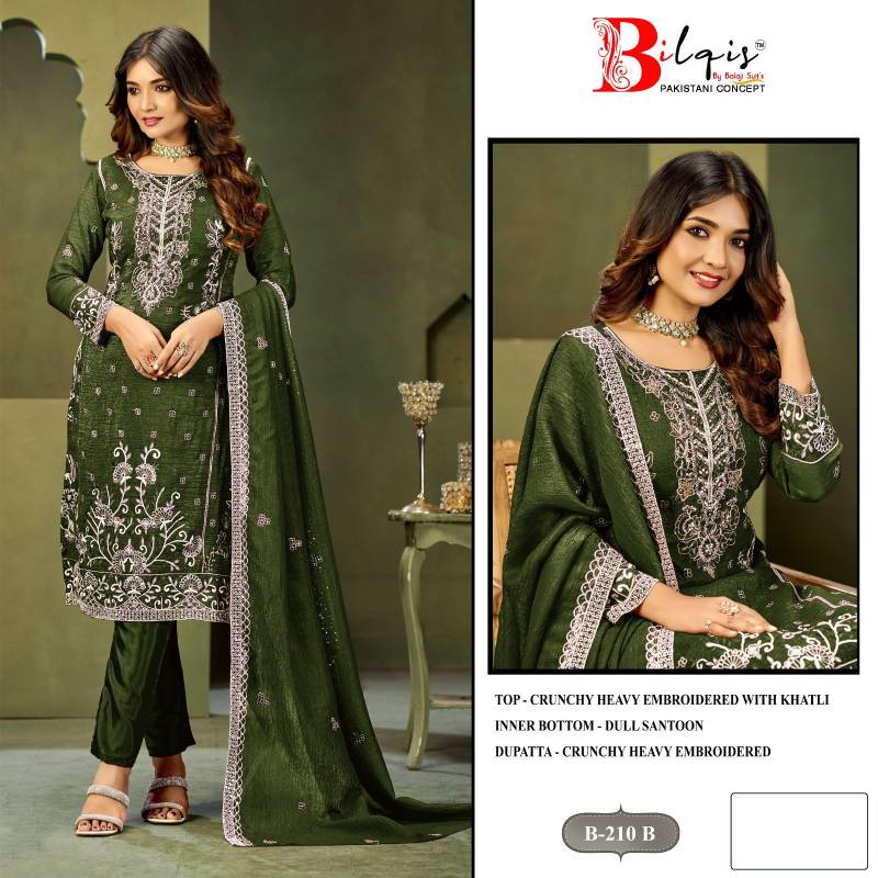 Bilqis B 210 A To D Crunchy Embroidery Pakistani Salwar Kameez Suits