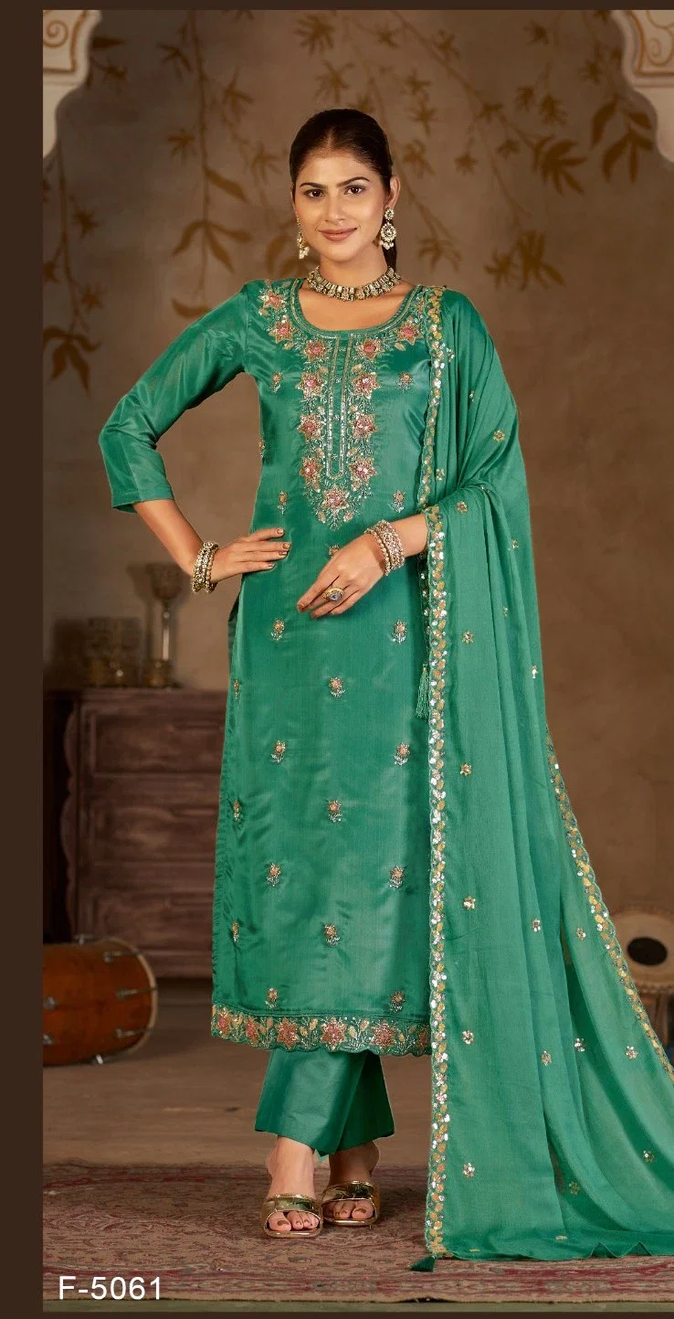 Four Dots Mirza Glass Organza Khatli Work Salwar Kameez Suits