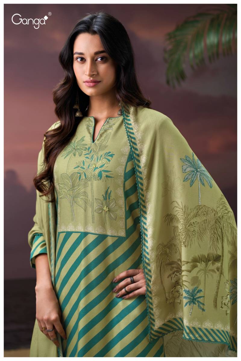 Ganga Fritzi 3896 Wool Pashmina Printed Embroidered Salwar Kameez