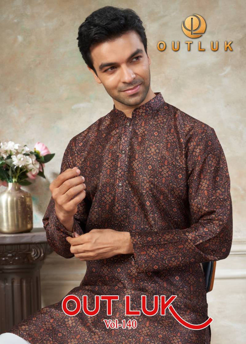 Outluk Vol 140 Mens Silk Digital Printed Kurta And Pajama Collection