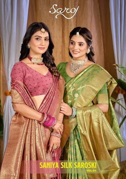 Saroj Saniya Silk Saroski Vol 1 Traditional Satin Silk Saree Collection