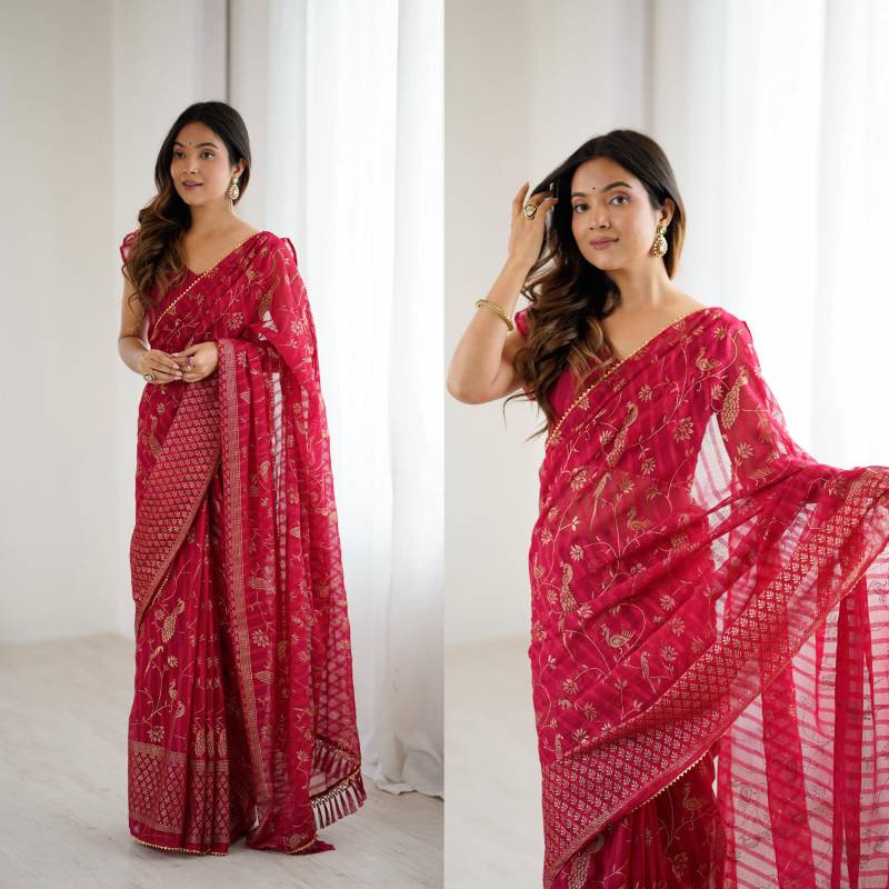 Csn A78 Abhira Georgette Silk Foil Worked Saree Collection
