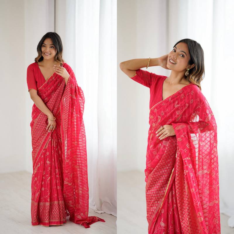 Csn A78 Abhira Georgette Silk Foil Worked Saree Collection