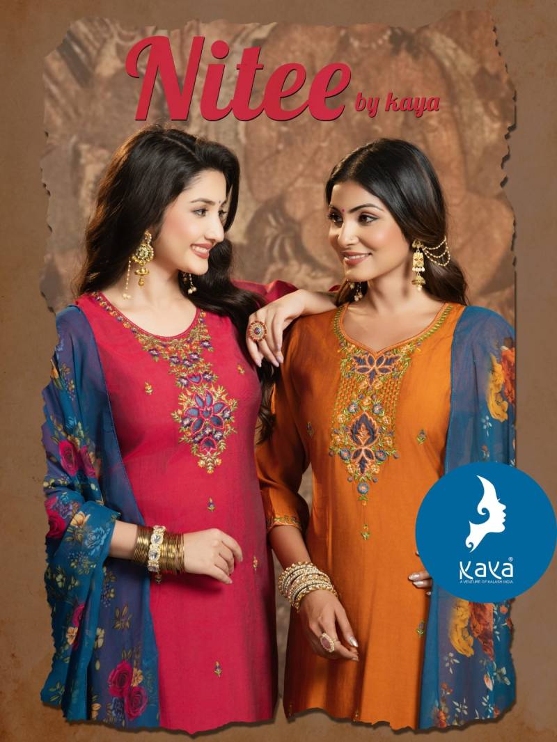 Kaya Nitee Roman Festival Wear Kurti Pant And Dupatta Collection